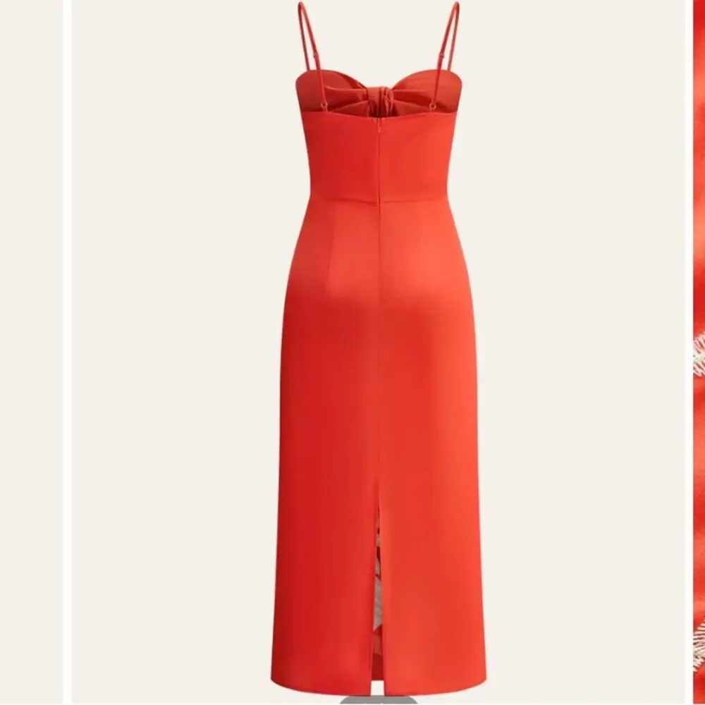 COMMENSE NWTs Embroidered Bow Detail Red Cami Midi Dress size small